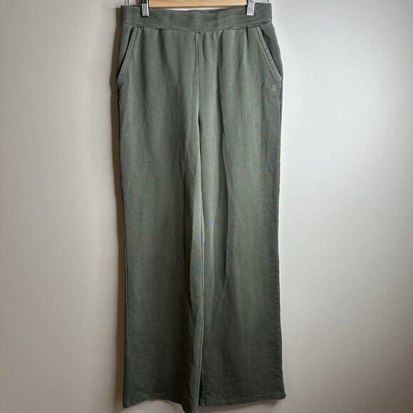 Tentree Wide Leg Pants Women’s Medium Green Organic Cotton Athleisure Yoga Soft - Picture 1 of 13